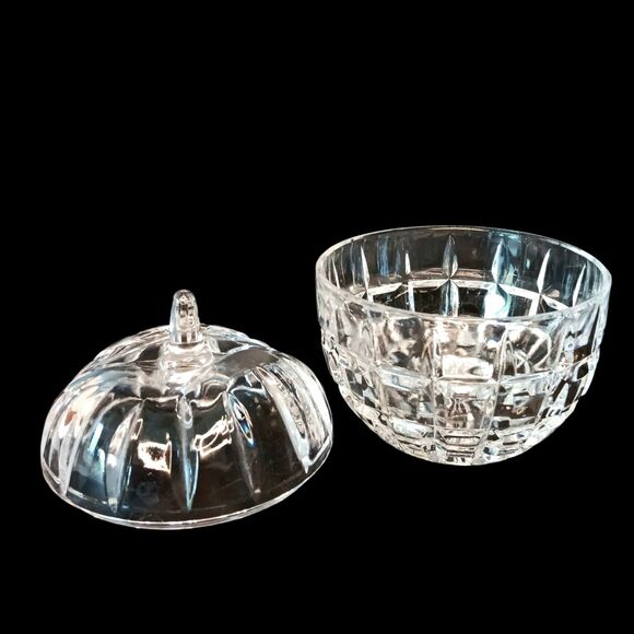 Clear Glass Pumpkin Jar Trinket Dish With Lid Fall Autumn Halloween 4" x 3.5" - Picture 2 of 6